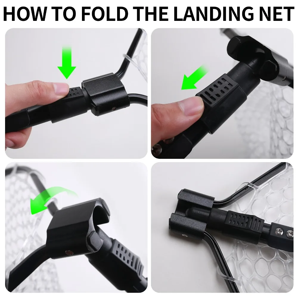 Red de aterrizaje para pesca con mosca, malla de goma suave, red de pesca con liberación de captura, red de aterrizaje portátil ligera con marco de mango de aluminio - imagen 5