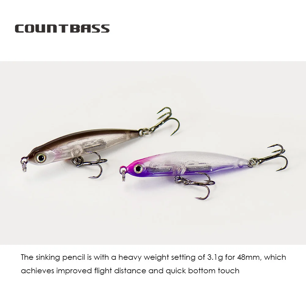 COUNTBASS Señuelo de pesca con lápiz que se hunde 48 mm 1-7/8" 3,1 g 1/8 oz. Cebos de pesca de pescador Wobbler Stick - imagen 3