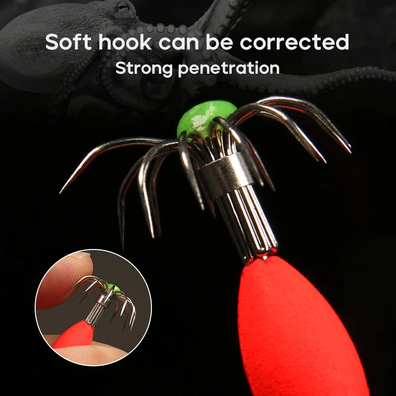 LETOYO 1,2g anzuelo flotante de pulpo luminoso calamar Jig señuelo de pesca cebo Artificial para Webfoot pulpo pesca señuelo de pesca de mar - imagen 3