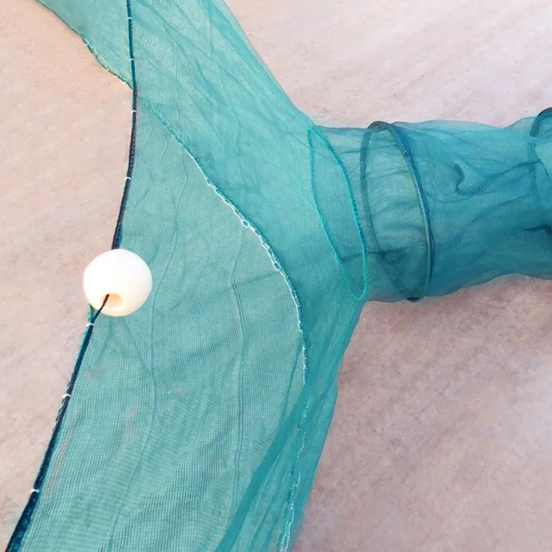 Lawaia-red de pesca con colgante de cadena de hierro para camarones, red de pesca plegable, flotadores, trampa de cangrejo para valla de estanque de Río, 10m - imagen 2