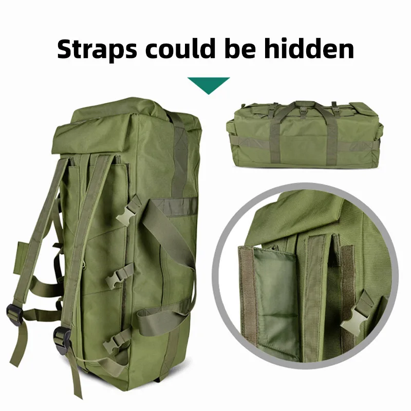 Mochila de equipaje móvil de 80L, bolsas de viaje grandes tácticas para coche, para acampar al aire libre, senderismo, escalada, Handback, gimnasio, fin de semana, mochila de lona