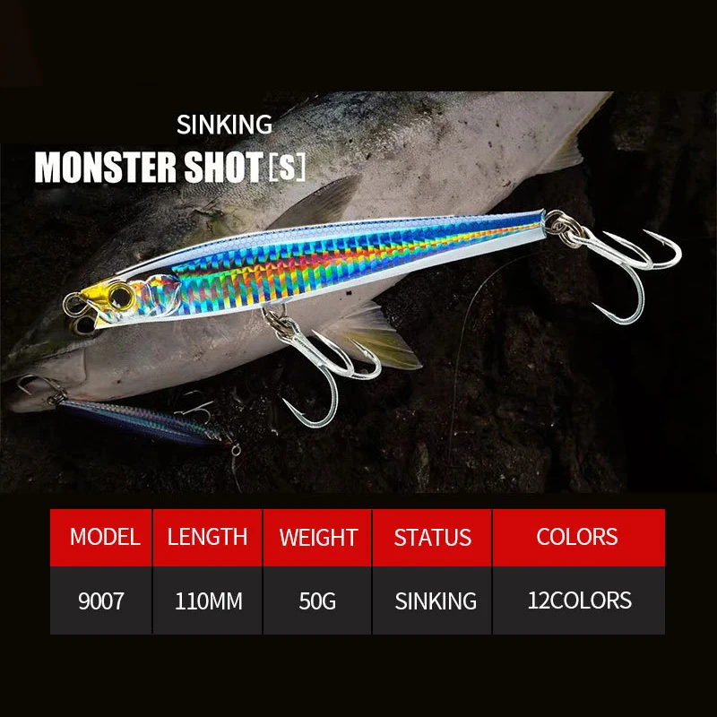 Señuelo de Pesca que se hunde, 11cm, 50g, cebo duro, Jerkbait, Lucio, señuelo para trucha, cebo Artificial, Wobbler, artículos de Pesca para el mar - imagen 3