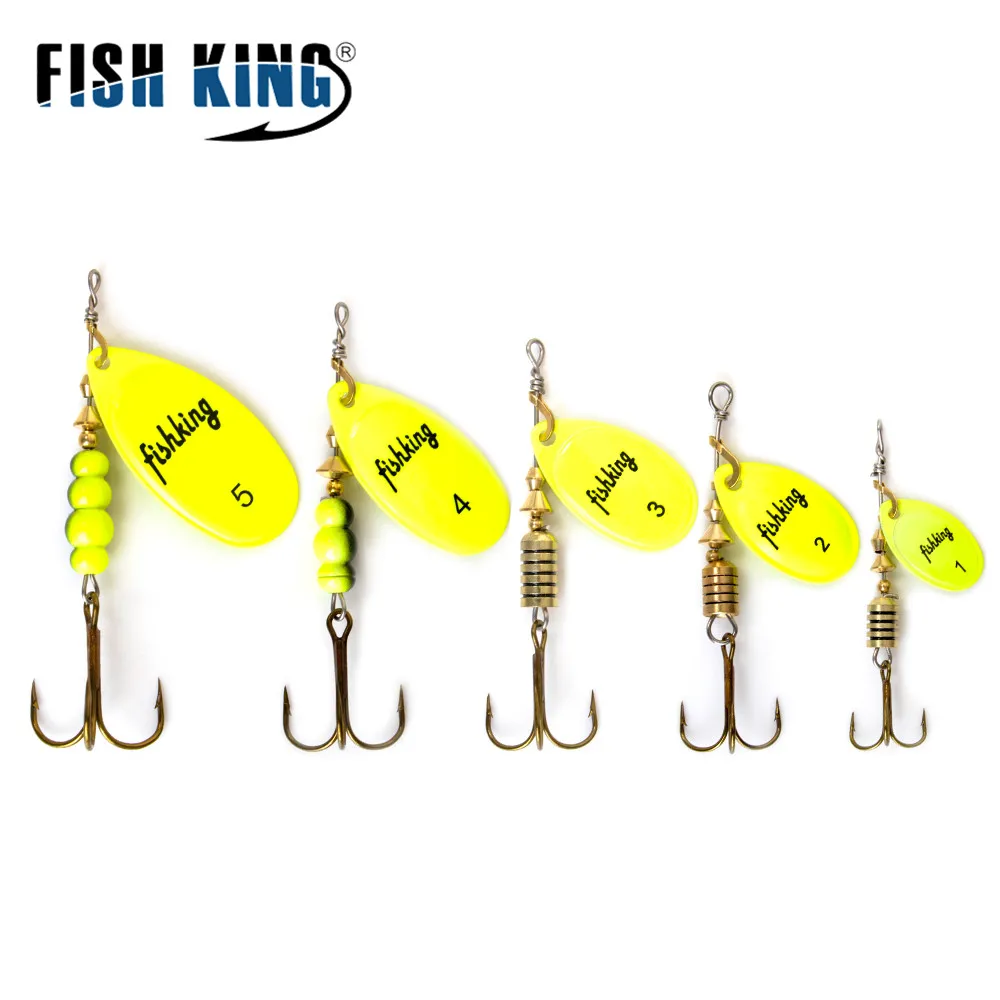 FISH KING-señuelo de pesca de Metal, cebo giratorio con anzuelo triple, 3,9g, 4,6g, 7,4g, 10,8g, 15g, cebo artístico duro, Spinner, Lucio - imagen 3