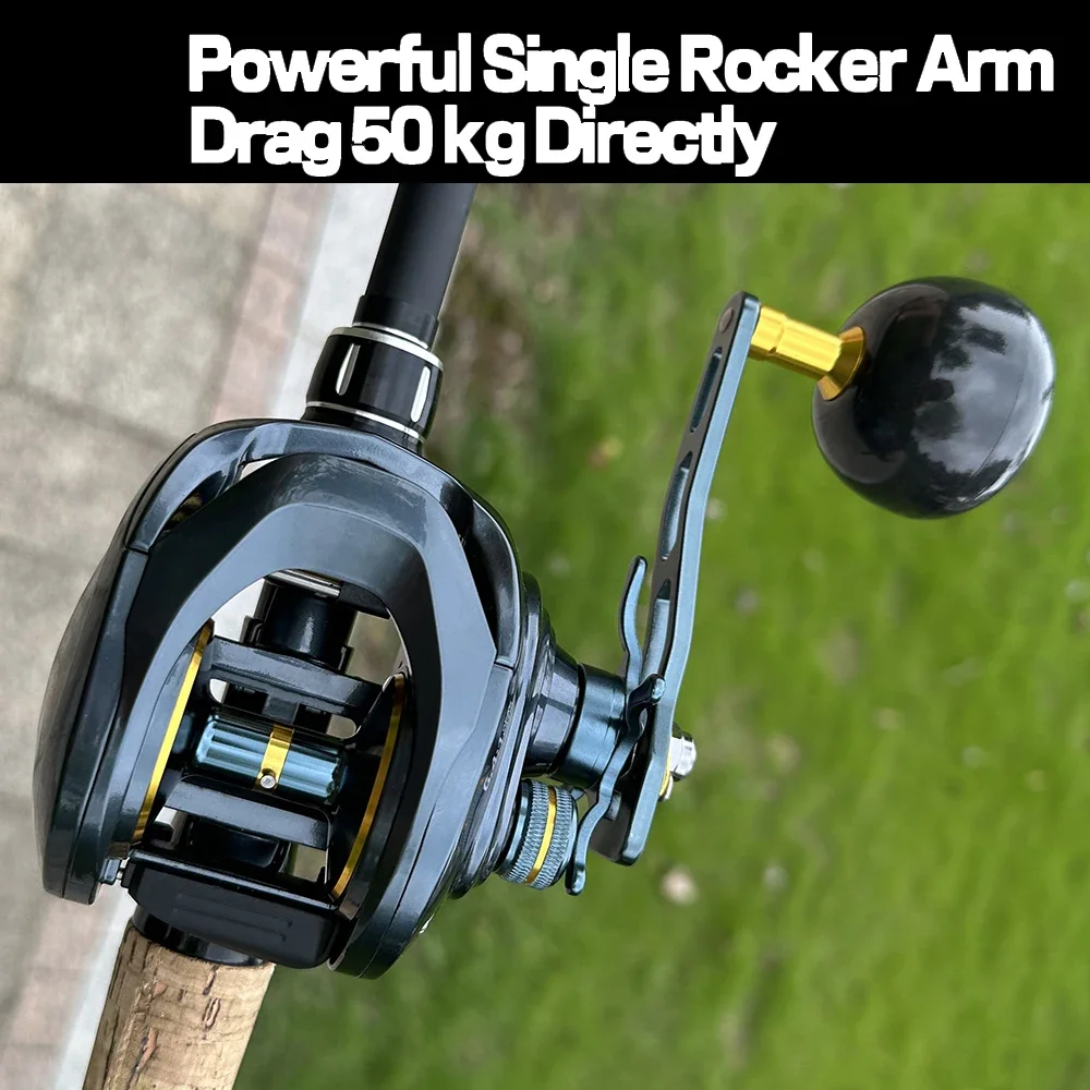 Carrete de pesca Baitcasting de perfil bajo con imán potente de doble fila, sistema de fundición Súper Larga, gran juego, 33lb de arrastre - imagen 4