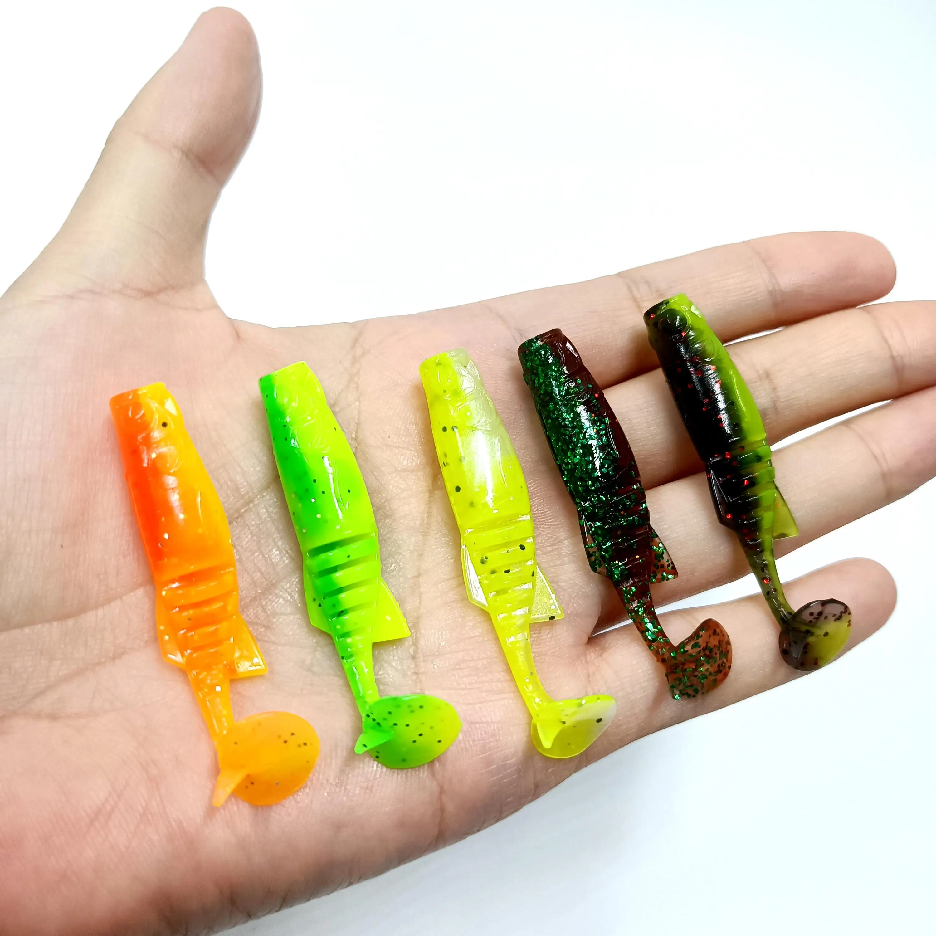 DUODUOYU 10 Uds TPE t-tail Señuelos de Pesca blandos 1,7g 55mm Mini gusano suave Swimbait Jigging señuelo cebos artificiales aparejos de pesca - imagen 2