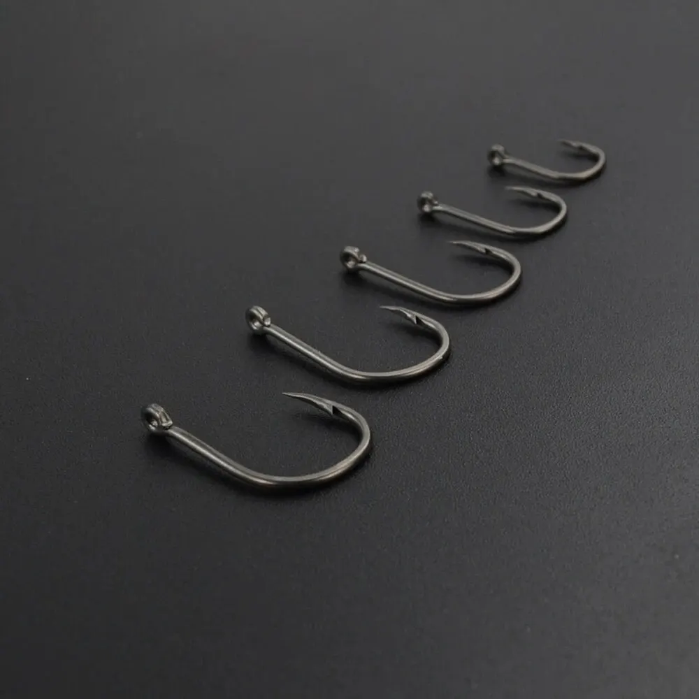 Hirisi 15 X anzuelo de púas de acero inoxidable recubierto de PTFE con alto contenido de carbono con ojo accesorios de enlace de anzuelo de pesca de carpa X505 - imagen 5