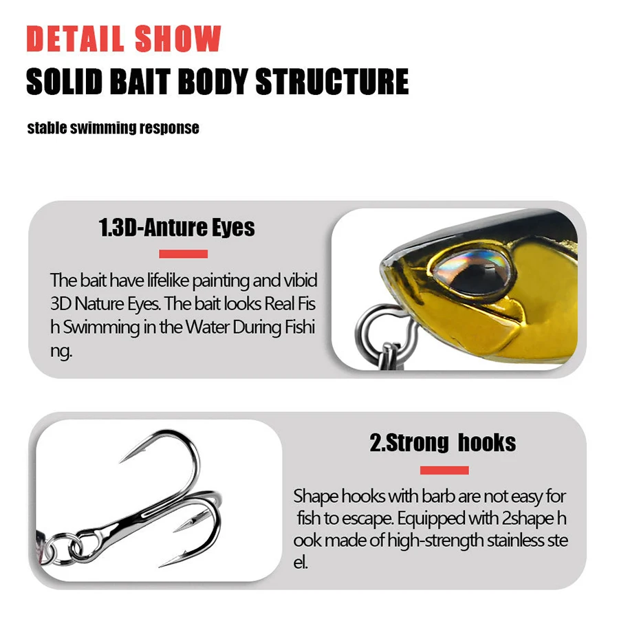 Señuelos de Pesca de 5 piezas, cebos duros artificiales para pesca de Lucio, Carpa, lubina, Swimbait - imagen 2