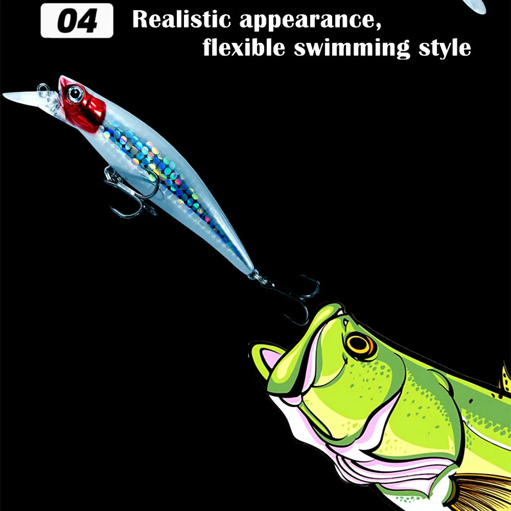 Señuelo de Pesca de pececillo hundido de 33g, Swimbait Crankbait Whopper Plopper, señuelos para lubina, cebo duro para atún, Pesca, peces de hielo, buceo profundo - imagen 5