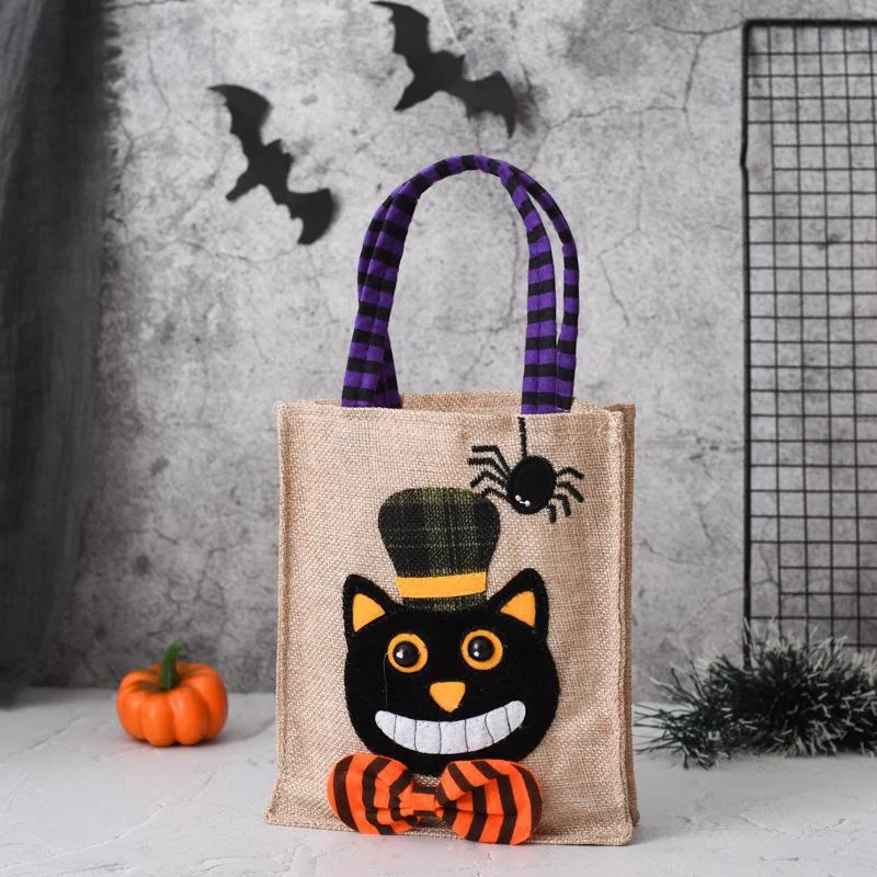 Bolsa de mano no tejida para regalo de Halloween, sombrero negro, calabaza, bruja, fantasma, Festival, fiesta, truco o trato, decoración de Feliz Día de Halloween - imagen 4