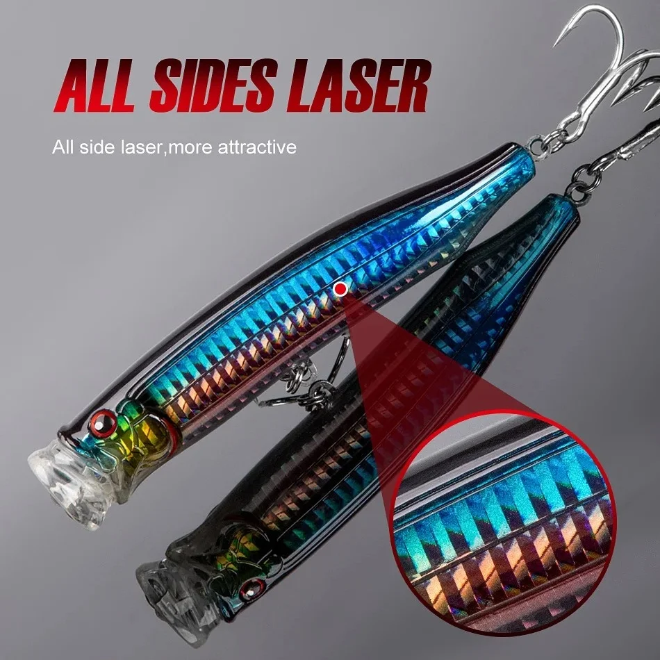 2 uds 150mm 5,5g señuelo de Pesca flotante Trolling Popper cebo agua salada Topwater Wobblers Jerkbait para GT atún Pesca