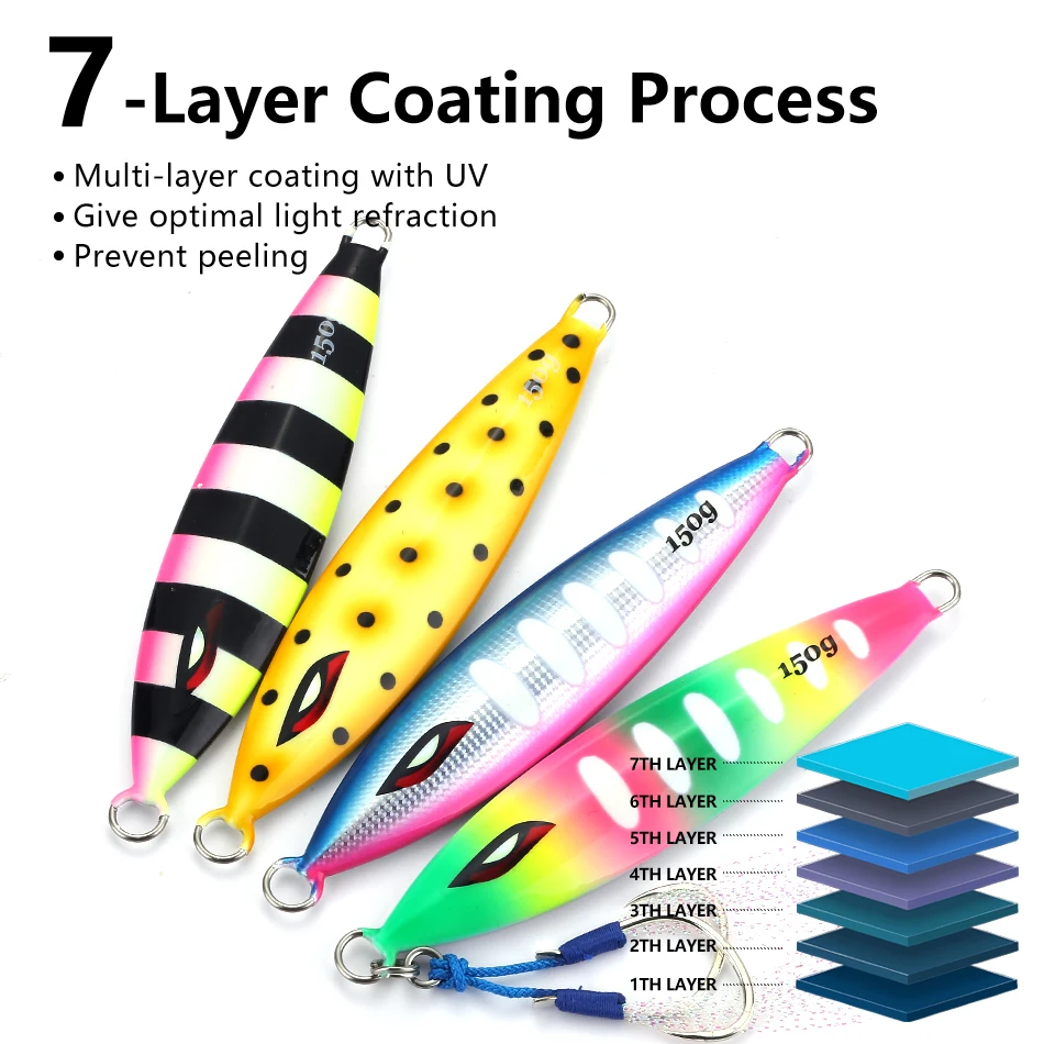 MOOKZZ-señuelo de pesca Jigjing de Metal, cebo duro biónico Artificial, 130g, 150g, 180G, 200g, novedad - imagen 5