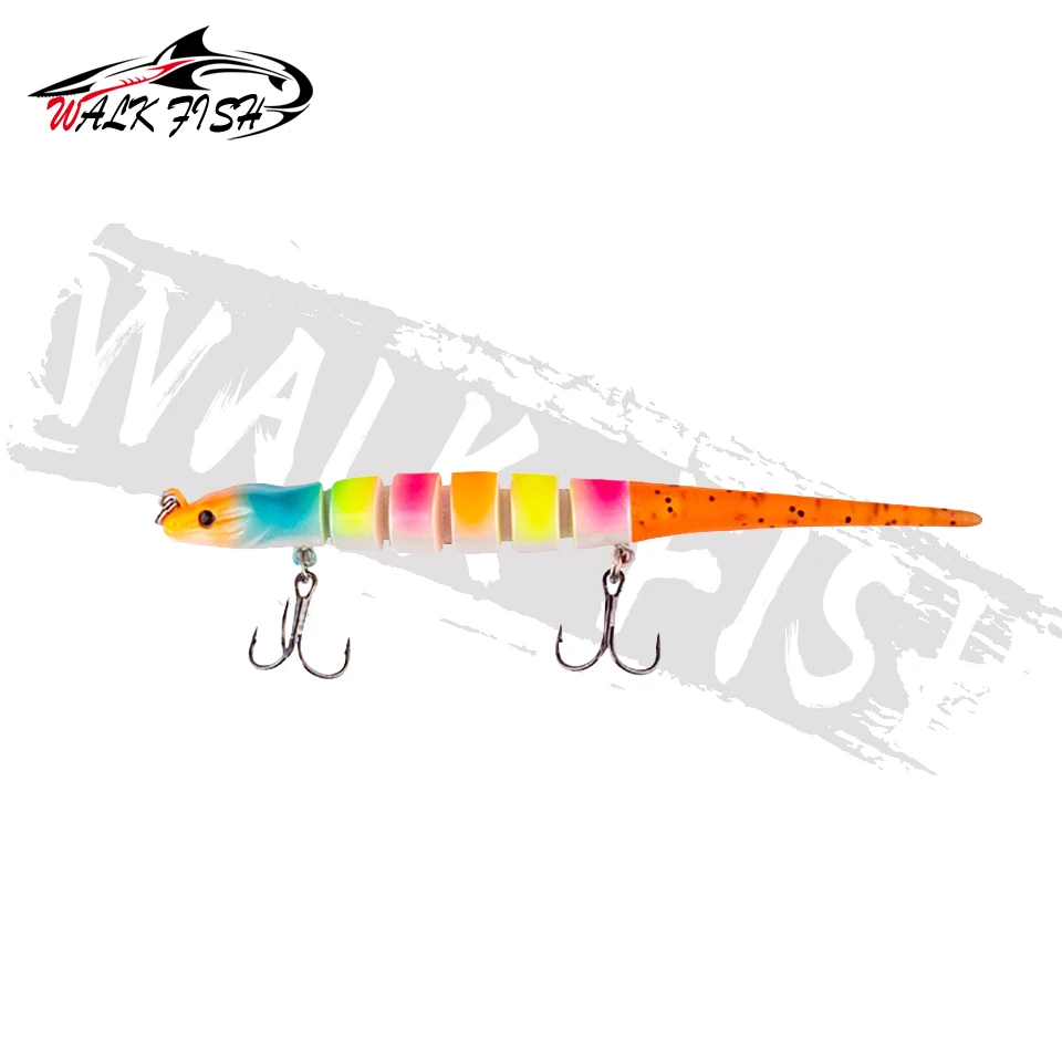 WALK FISH-señuelo de pesca articulado, Anguila amarilla, 12cm, 12g, cebo Artificial, cuerpo duro, silicona, cola suave, pesca en mar de agua salada - imagen 5