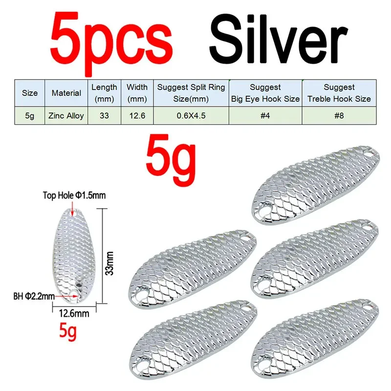 5g 5pcs Silver