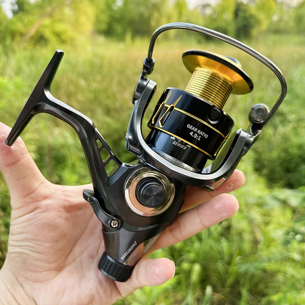 Carrete de Pesca de alta calidad, serie 3000-6000, Metal, máxima resistencia, 8KG, Mango antideslizante, negro, duradero - imagen 5