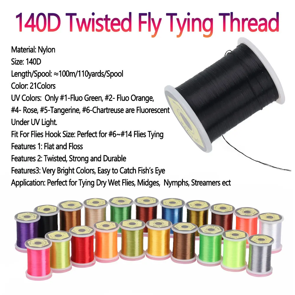 Bimoo-Hilo de atado de moscas retorcidas 140D, línea de alta resistencia, serpentinas de ninfas de mosca húmeda y seca, Señuelos de pesca de trucha, Material de atado de moscas, 1 unidad - imagen 3