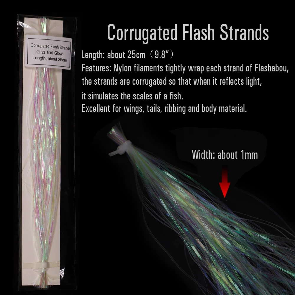 Wifreo-anzuelos de pesca de agua salada, hebras corrugadas Gliss, Streamer, materiales de atado de moscas, oropel Flash, simula la escala de los peces, 1mm - imagen 3