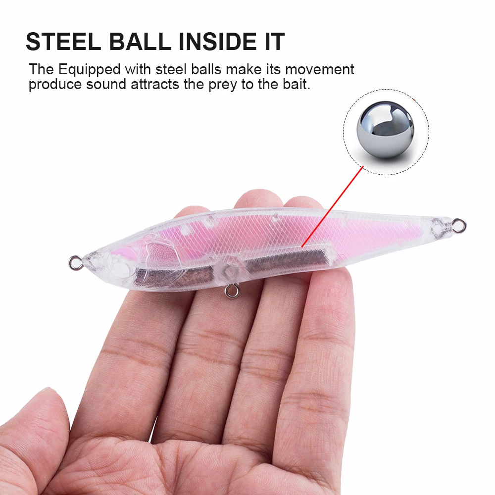 Hanlin-Señuelos de Pesca sin pintar, cebos Crankbaits, lápiz duro, pececillo, aparejos de lubina, 10/20 piezas, 10CM, 20G - imagen 4