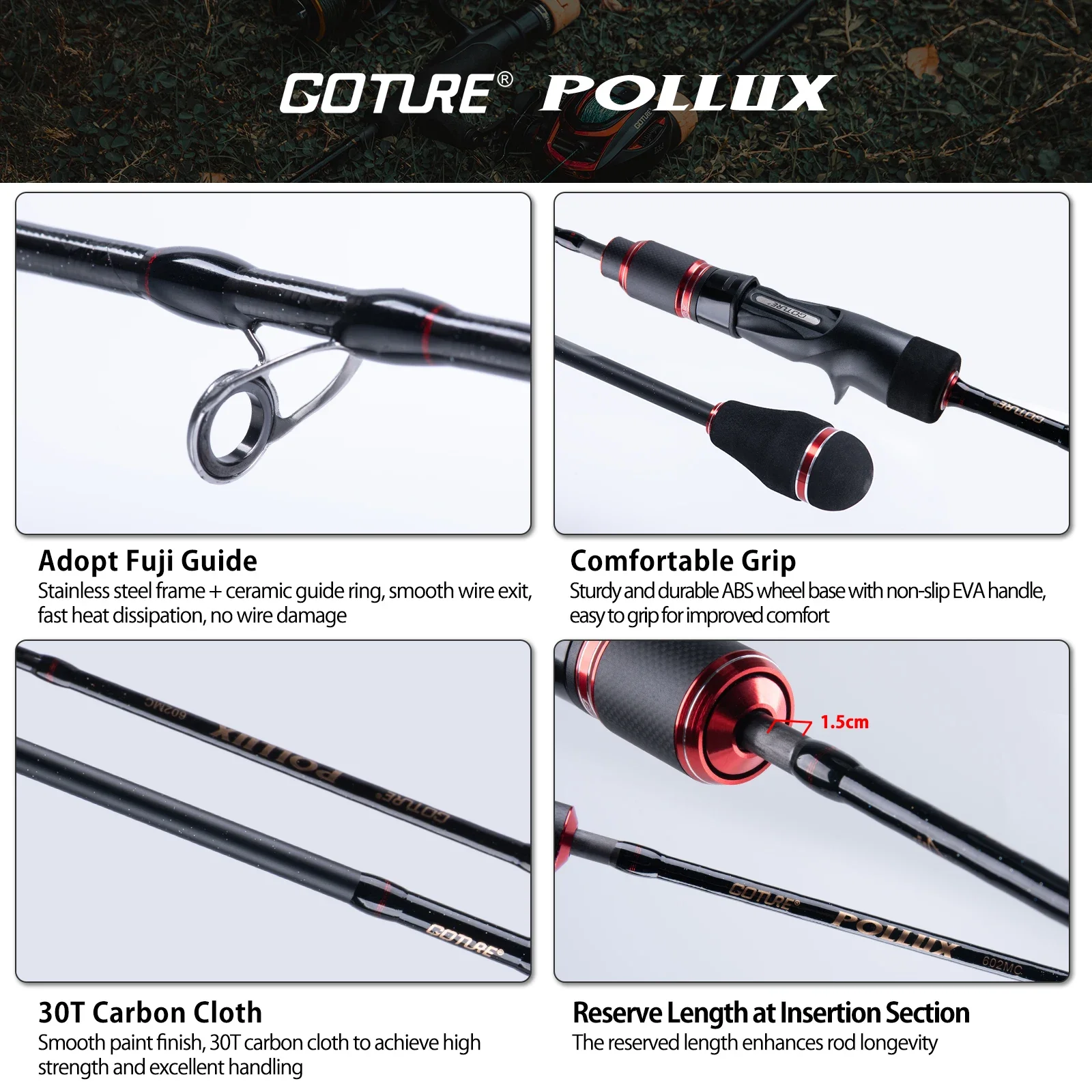 Japan POLLUX Slow Jigging Fishing Rod 1.83M 1.98M Seabass Spinning Casting Rod Full Fuji Guide Ring M/ML/MH Power for saltwater - imagen 2