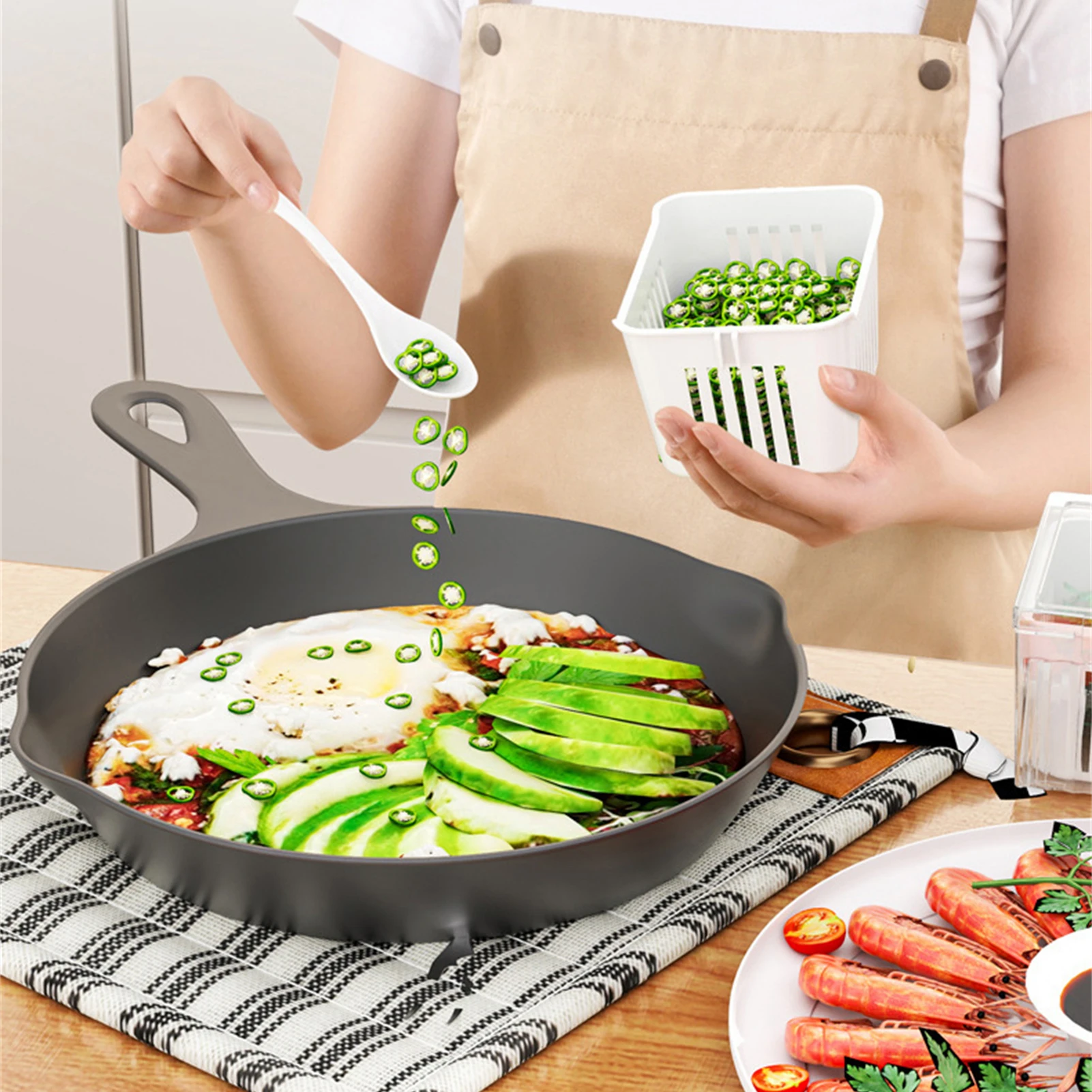 Crisper para acampar con tapa, caja sellada de drenaje dividida portátil de gran capacidad para condimentos de frutas y verduras, herramientas para barbacoa y Picnic - imagen 3