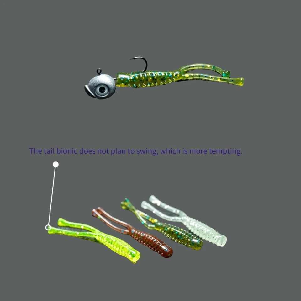 MUKUN Ajing-señuelo de pesca suave, 100 piezas, 0,4g, 3,2 cm, silicona para lubina, cola doble recta, Rockfish, Swimbait, Jigging, gusano - imagen 4
