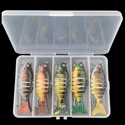 Señuelo de pesca articulado de múltiples secciones, 5 uds., 10cm, 15g, Wobbler, Crankbait, cebo duro Artificial, Swimbait, aparejos de pesca de carpa Trolling