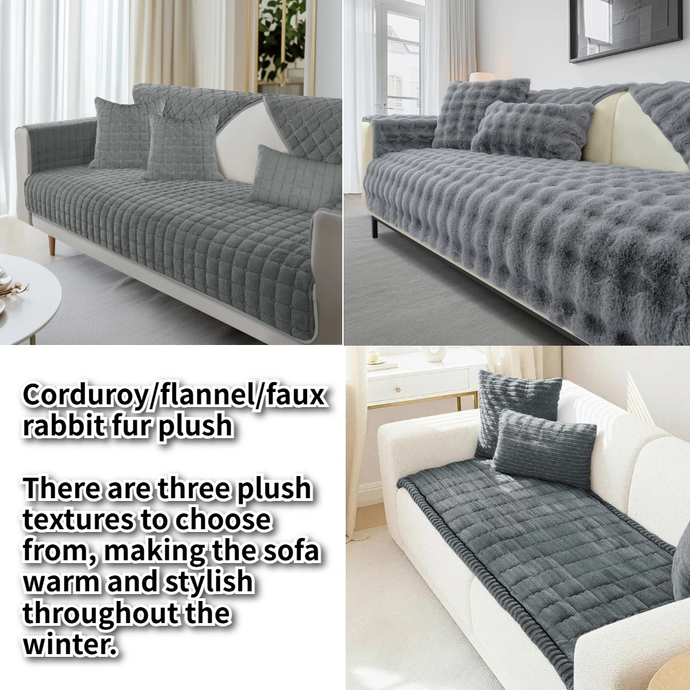 Funda de sofá de terciopelo, fundas universales de felpa para toallas de sofá, fundas antideslizantes, alfombrilla para sofá, Protector de muebles para sala de estar - imagen 5