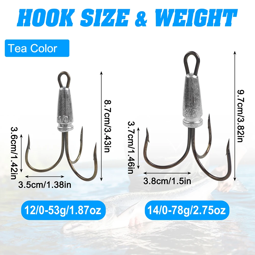 Anzuelo de enganche de 1 piezas, anzuelos agudos ponderados de acero con alto contenido de carbono, púas afiladas, anzuelo de pesca grande para agua salada, lubina y salmón - imagen 3