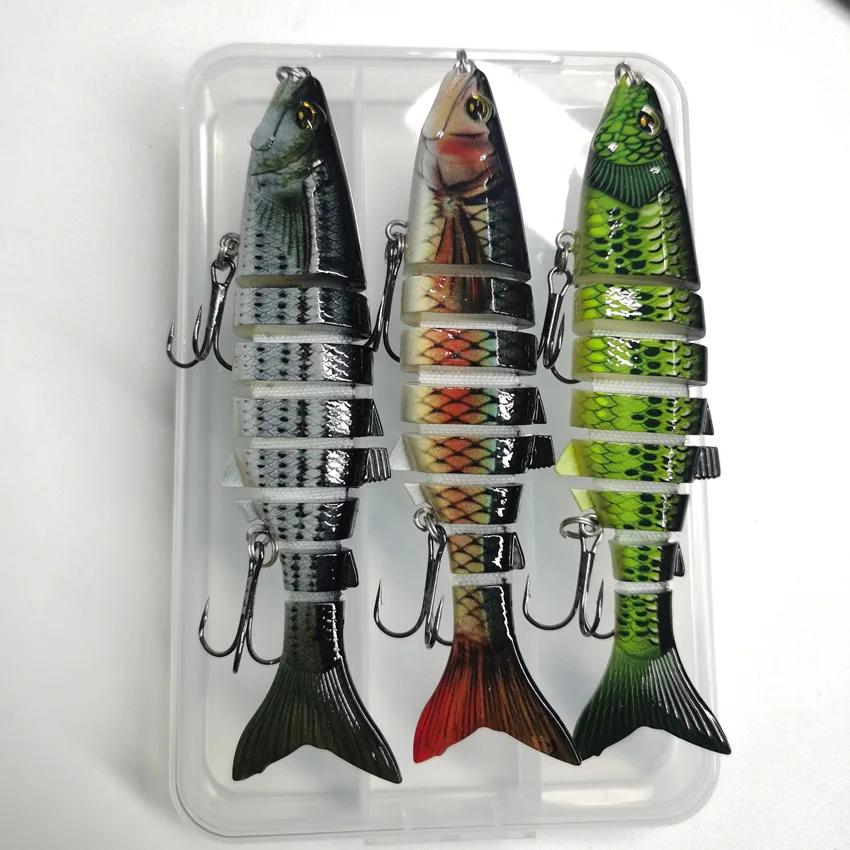 Juego de Señuelos de pesca Wobblers, pececillo biónico articulado, cebo duro Artificial, aparejos de pesca, Swimbait, Kit de señuelos con caja, 3 uds. - imagen 5