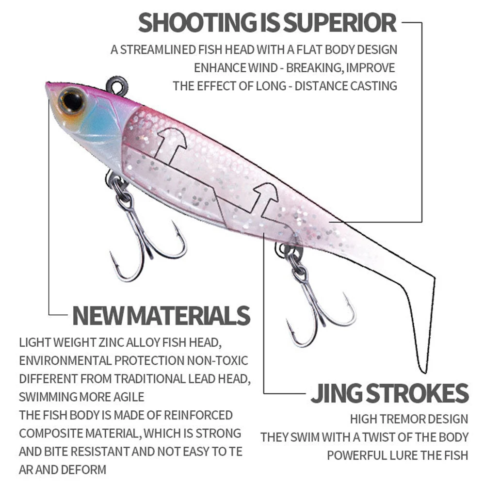 Señuelos de pesca de 9,5/11cm, 22,4/38g, plantilla de cola en T que se hunde, cebo suave Wobbler, accesorios de pesca de agua de mar de fundición larga, lubina RE100 - imagen 5