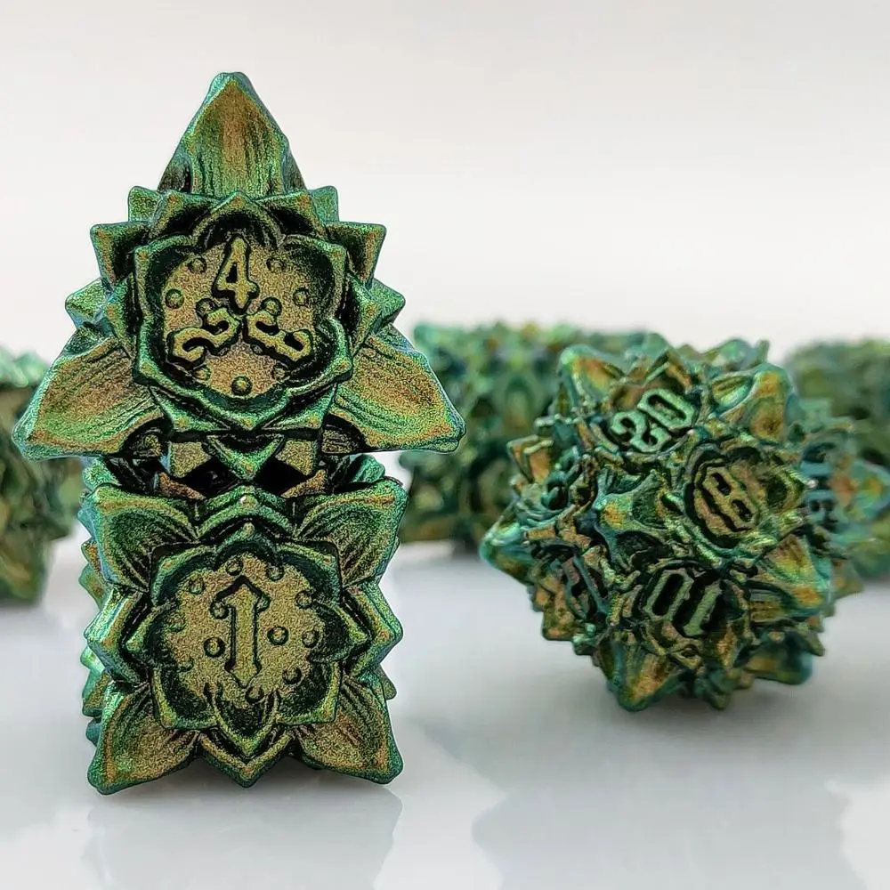 Juego de dados poliédricos de Metal para juegos de rol, juego de dados DND de 7 piezas, diseño de engranaje mecánico, accesorios para juegos de mesa - imagen 4