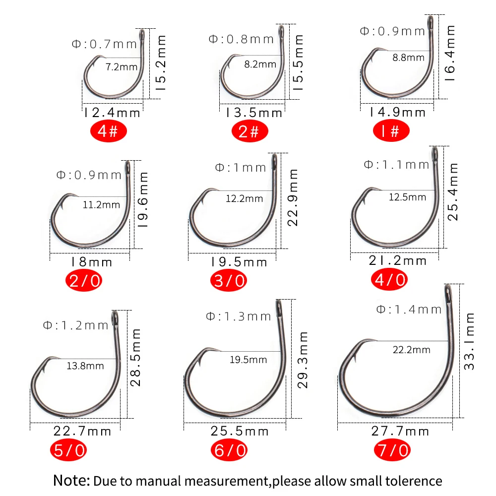 Linoriver-gancho circular de alambre fino para pesca en agua salada, anzuelos ligeros en línea, a rayas, lubina, tarpón, pez espada, 4 # - 7/0 - imagen 4