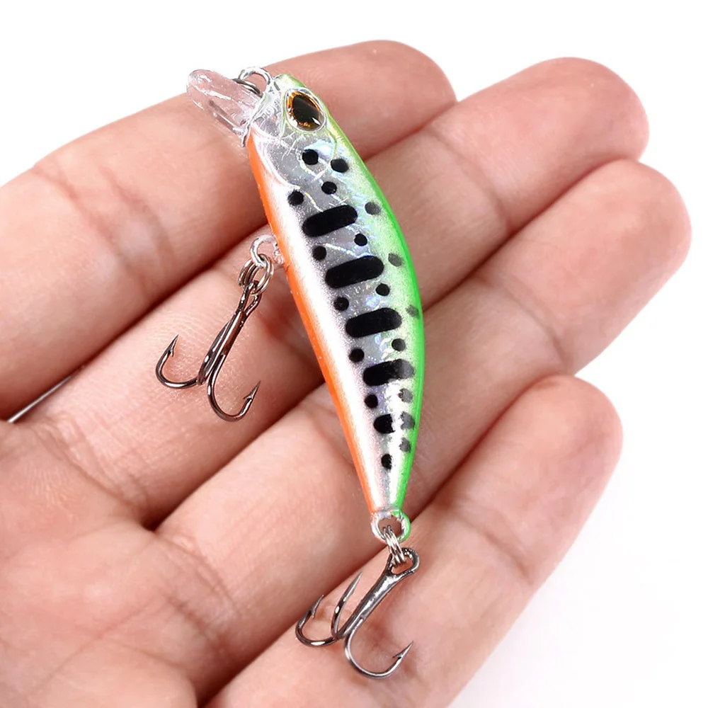 10 Uds. Minnow hundido 5g 5,5 cm señuelo de Pesca cebo duro anzuelo triple aparejos de Pesca Jerkbait Swimbait Wobbler cebo Artificial Topwater - imagen 4