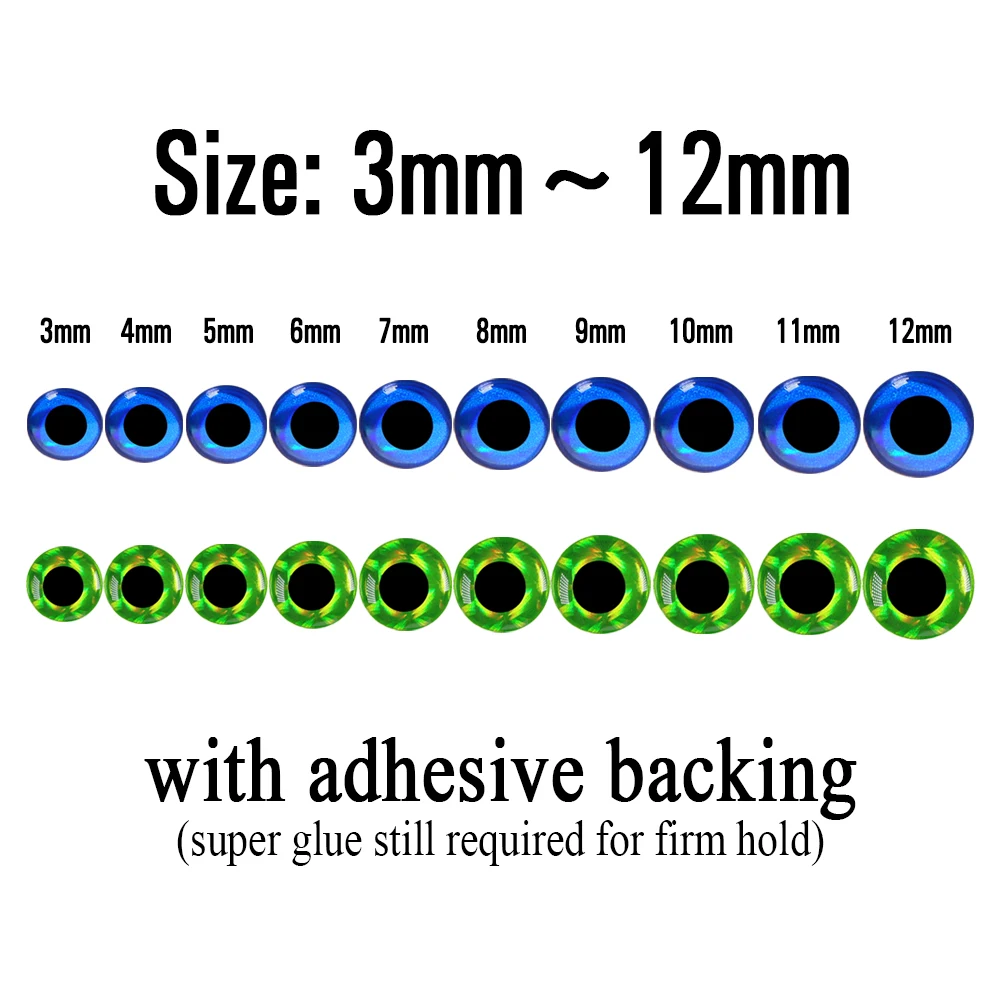 ICERIO-Ojos de pez epoxi 3D holográficos, 100 piezas, para pesca con mosca, cebos, Jig, Crankbaits, pececillos, Material para hacer - imagen 2
