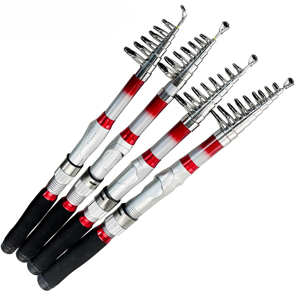 Caña de pescar telescópica portátil, Mini alimentador, giratoria de fibra de carbono, ultraligera, aparejos de carpa con mosca, 1,8 M-3,6 M - imagen 2