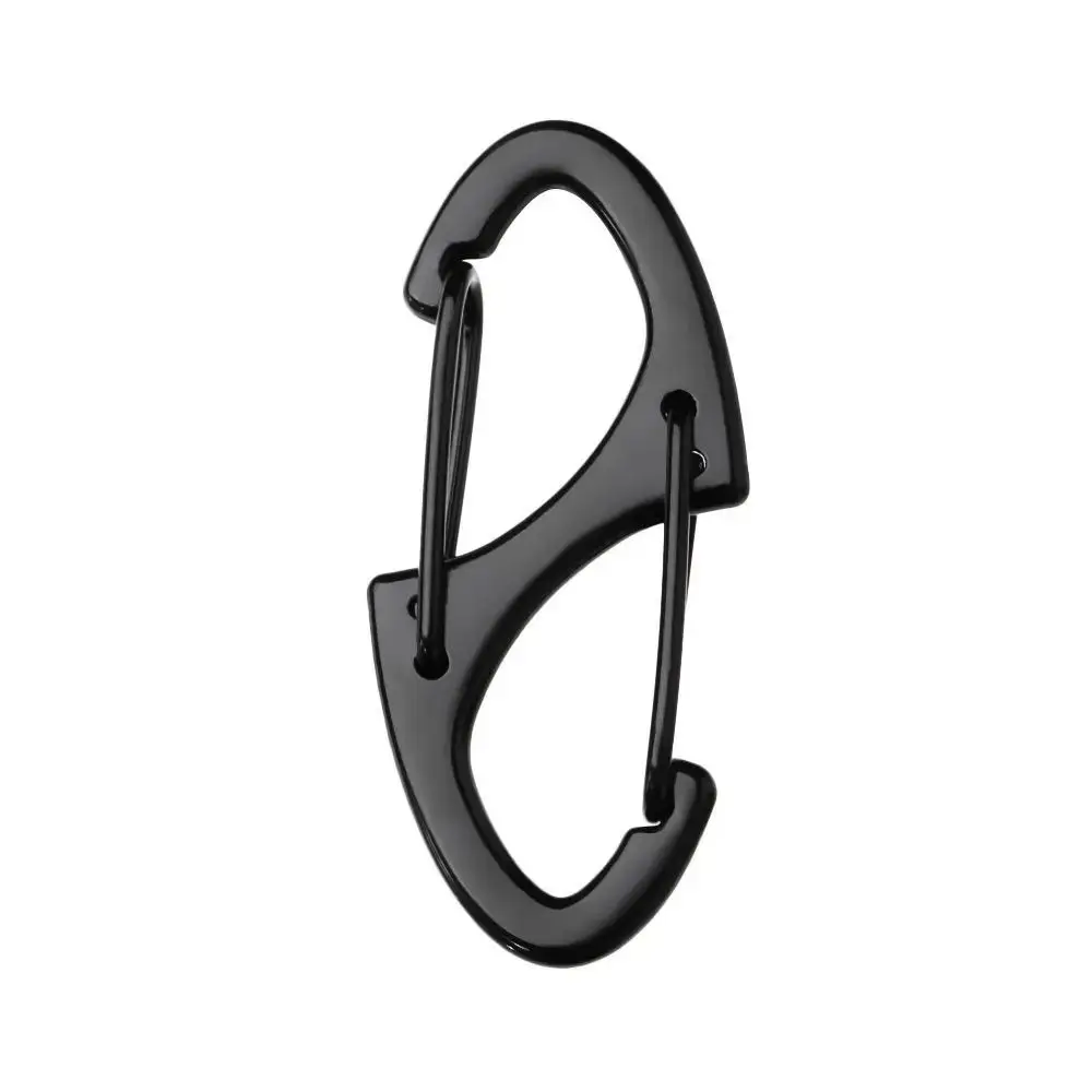 Gancho para llavero tipo S de doble cara, mosquetón de aleación de Zinc de liberación rápida, mochila portátil plateada, Clip a presión para senderismo, 5 uds. - imagen 4