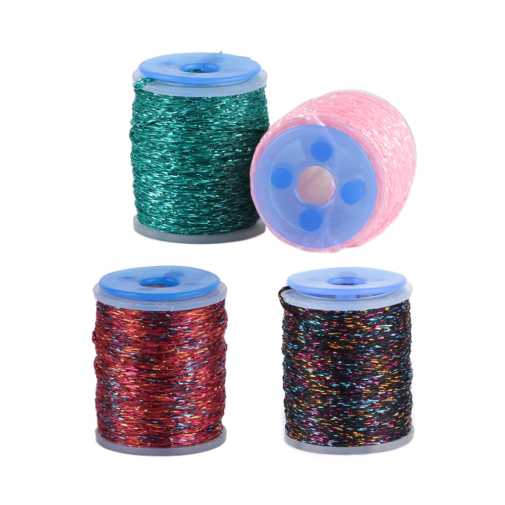 ICERIO, 1mm de ancho, trenza plana holográfica, tubo de oropel Flash, Material de atado de pesca con mosca para serpentina de ninfa, moscas de pez hueso, 10M/carrete - imagen 3