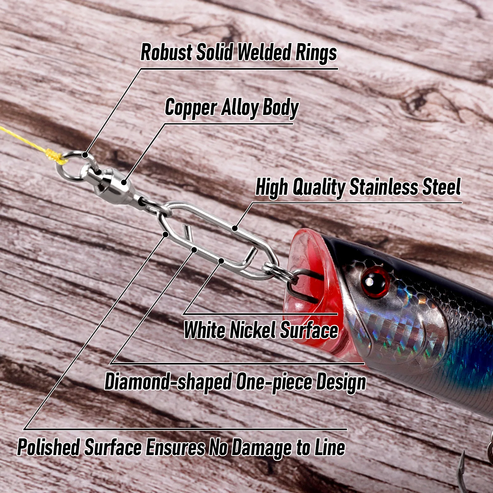 10 Uds. Giratorio de pesca con Clip eléctrico rodamiento de bolas de acero inoxidable Clip de velocidad giratorio cambio rápido para Crankbait Swimbait - imagen 2