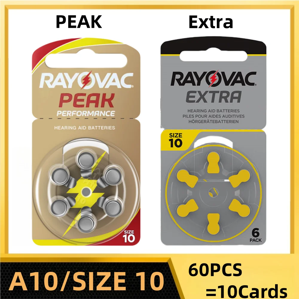 Baterías RAYOVAC PEAK A10 para Audífonos – Zinc-aire Alto Rendimiento