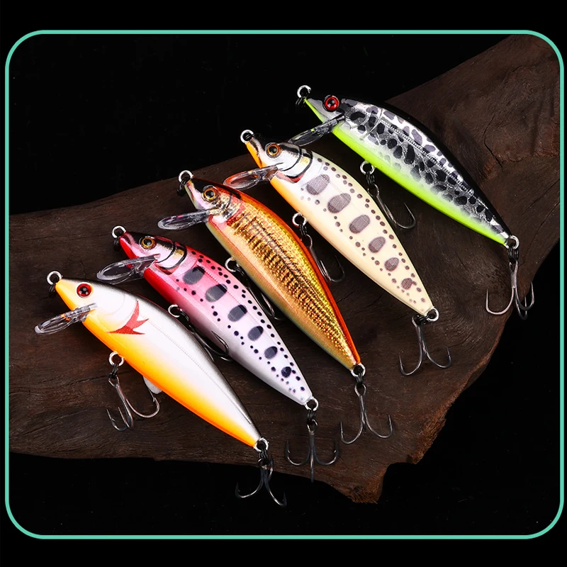 WEIHE Sinking Mino A 7,5 cm 9,7 g cebo duro con anzuelo triple cebo Luya 10 # Pescado 3D