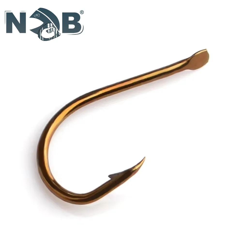 NGB 100 Uds anzuelo de pesca de acero rico en carbono 530BR anzuelos planos redondos doblados bronce afilado 1 # -10 #   Accesorios de pesca de carpa