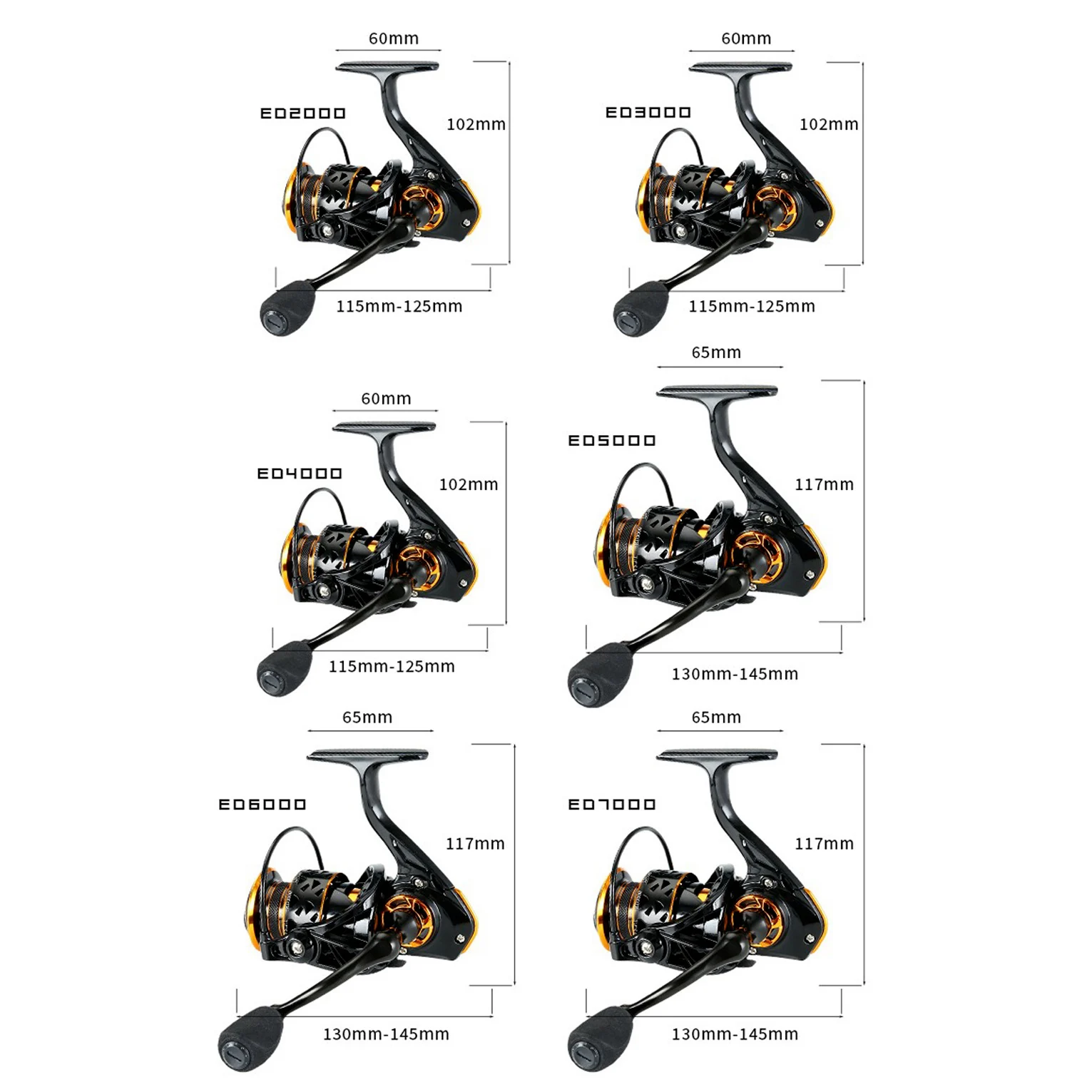 Carrete de pesca de Metal, rueda de fundición larga ED, resistente a la corrosión, 2000-7000 - imagen 3