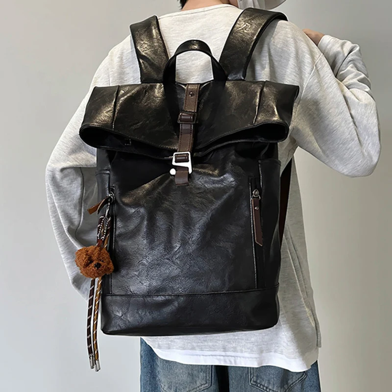 Mochila enrollada para ordenador portátil, bolsa antirrobo de PU para escalada, senderismo al aire libre, compras, bolsas de natación, mochila de negocios, mochila escolar de viaje - imagen 4