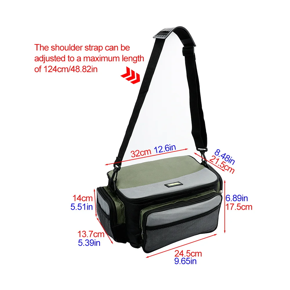 Hirisi-Bolsa de pesca impermeable de nailon, bolsa de aparejos de pesca multiusos de gran capacidad, bolsos de hombro para exteriores de dos capas - imagen 2