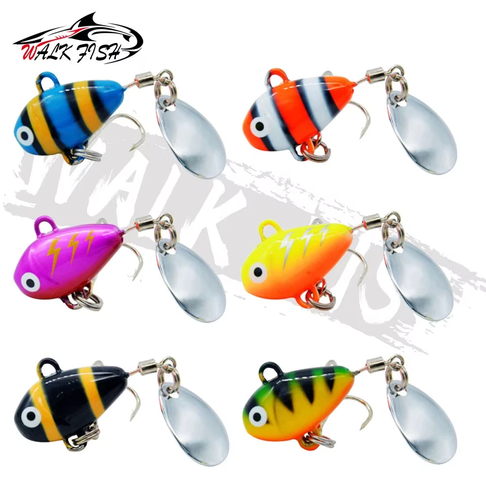 WALK FISH-señuelos de pesca Vib Spinner, 1 Uds., 10g, 16g, 28g, lentejuelas giratorias, Metal vibratorio, pesca en mar, cebo Artificial falso de agua dulce - imagen 2