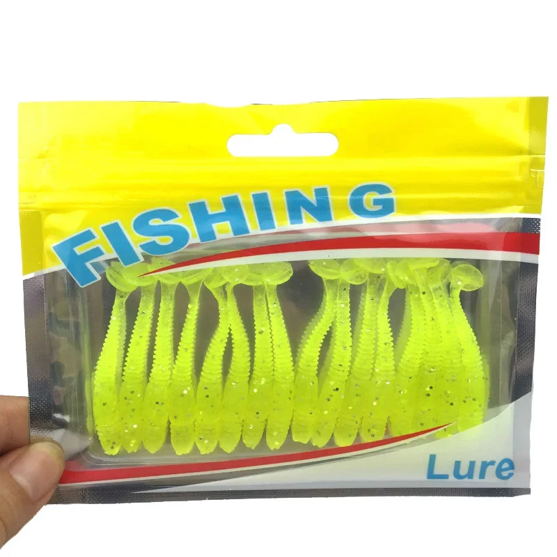 16 Uds Jigging Wobblers gusanos cebo suave 5cm 1g olor a pescado aparejos de silicona cebo Artificial cola Swimbaits Bass carpa Pesca