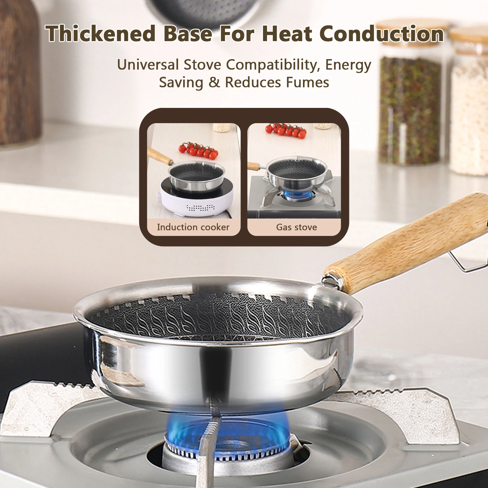 Sartén pequeña antiadherente 316 Sartén pequeña antiadherente de 16 cm con boquilla resistente retención de calor distribución uniforme del calor - imagen 3