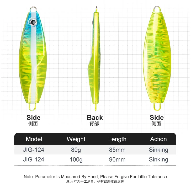 OBSESSION J124 80g/85mm 100g/90mm plantillas de Metal lento cebo brillo luminoso agua salada hundimiento pesca Jig señuelos paso lento Jigging señuelo - imagen 3
