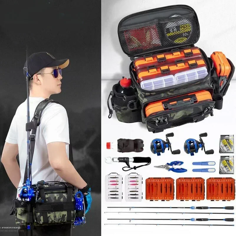 Fishing Lure Bag， Winter Fishing Outdoor Fishing Backpack with Rod Holder Bag，Fishing Tackle Backpack Lure Box Gear Storage Bag - imagen 2