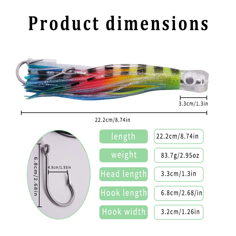 Señuelo de Pesca de Resina con Forma de Pulpo, 6 Piezas, con Falda Suave, para Pesca de Arrastre en Agua Salada, Pesca en Alta Mar, Cebo Grande para Atún, Wahoo, Mahi, Marlin - imagen 3