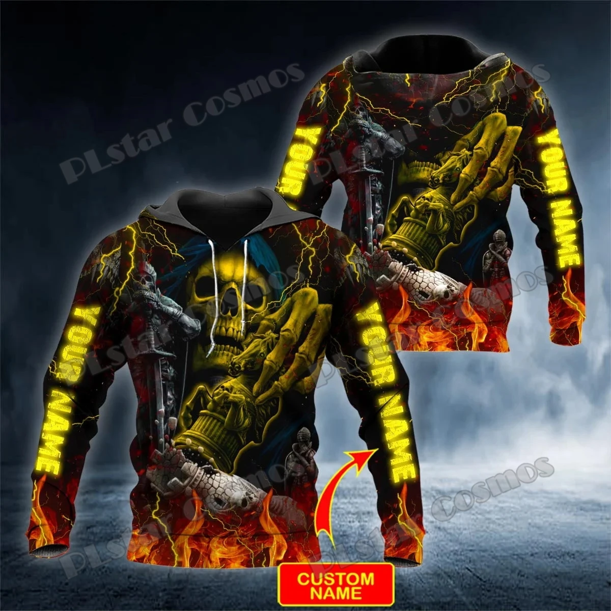 Grim Reaper apuntando a ti en la oscuridad calavera de la muerte personalizado 3D impreso sudaderas con capucha de los hombres otoño Unisex Casual Sudadera con capucha QDY74 - imagen 4